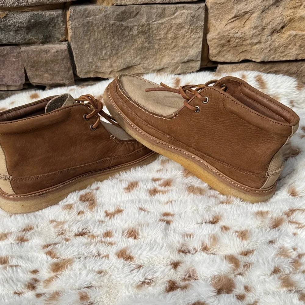 Sperry Brown and Tan Leather Moc Toe Chukka Boots